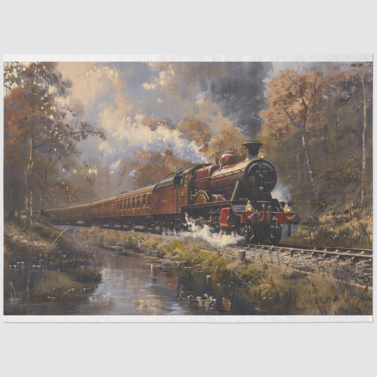 Stoomtrein stijl schilderij Decoupage Tissuepapier (Voorkant)
