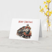 stoomtrein Traditional Christmas Kaart (Gele Bloem)