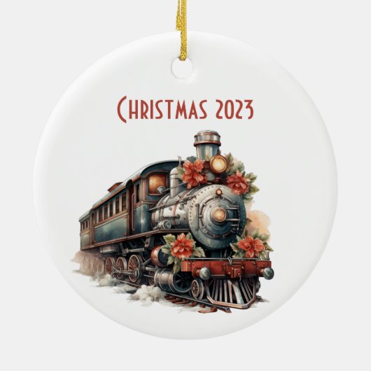 stoomtrein Traditional Christmas Keramisch Ornament (Achterkant)