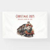  stoomtrein Traditional Christmas Spandoek (Horizontaal)