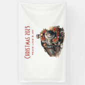  stoomtrein Traditional Christmas Spandoek (Verticaal)