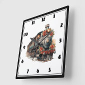  stoomtrein Traditional Christmas Vierkante Klok (Hoek)