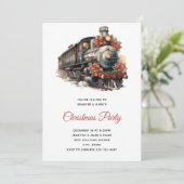  stoomtrein traditioneel kerstfeest kaart (Staand voorkant)