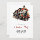  stoomtrein traditioneel kerstfeest kaart (Voorkant / Achterkant)