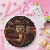  stoomtreintoestel papieren bordje (Feest)