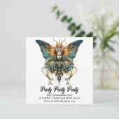 Stoomwerveling Fritillary Vlinder Steampunk Bruilo Aankondiging (Staand voorkant)