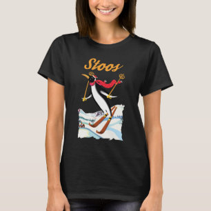 Stoos Penguin Skier Retro Reizen T-Shirt