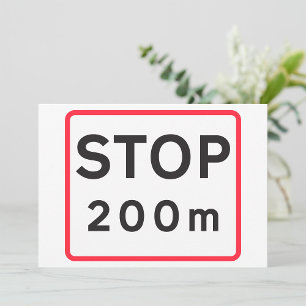 Stop 200m verkeersbord verkeerswaarschuwing veilig kaart