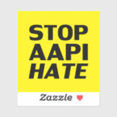 Stop AAPI Hate, Sticker jaune noir (Feuille)