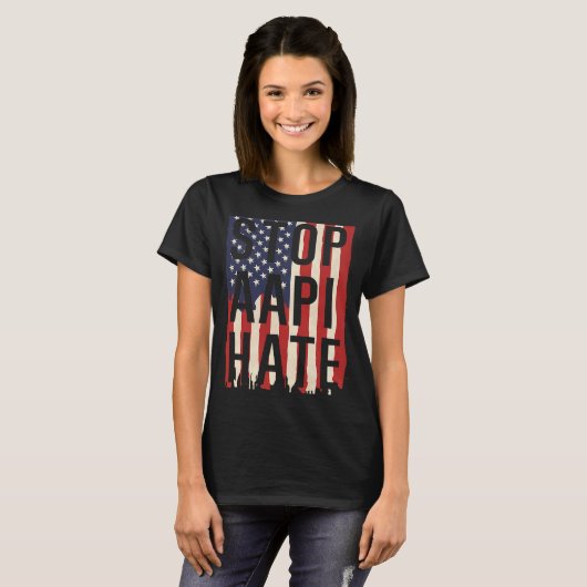 Stop AAPI Hate, Stop Asian Hate Flag T-shirt (Voorkant volledig)