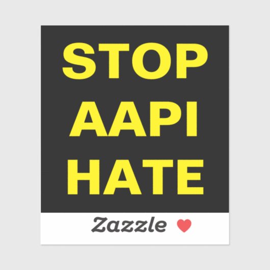 Stop AAPI Hate zwart-geel Sticker (Vel)