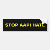 Stop AAPI Hate, zwarte gele auto Bumpersticker (Voorkant)
