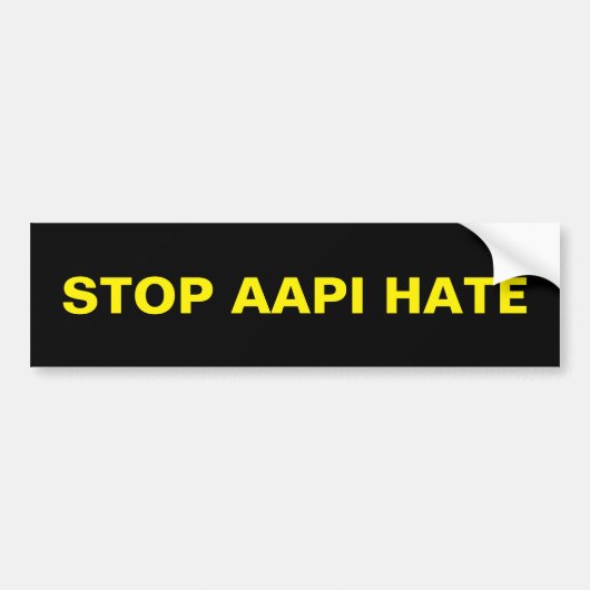 Stop AAPI Hate, zwarte gele auto Bumpersticker (Voorkant)