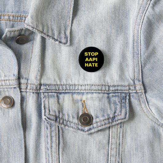 Stop AAPI Hate, zwarte gele Button (In situ)