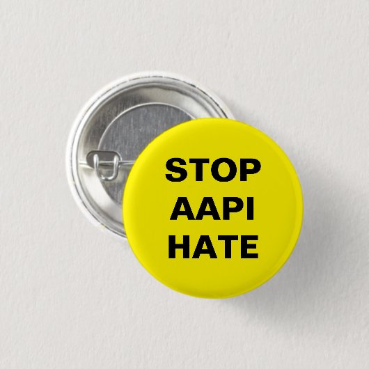 Stop AAPI Hate, zwarte gele Pin Button (Voorkant /achterkant)