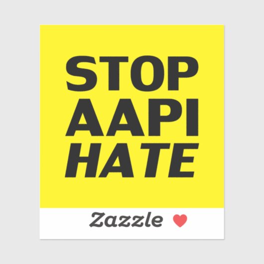 Stop AAPI Hate, zwarte gele Sticker (Vel)