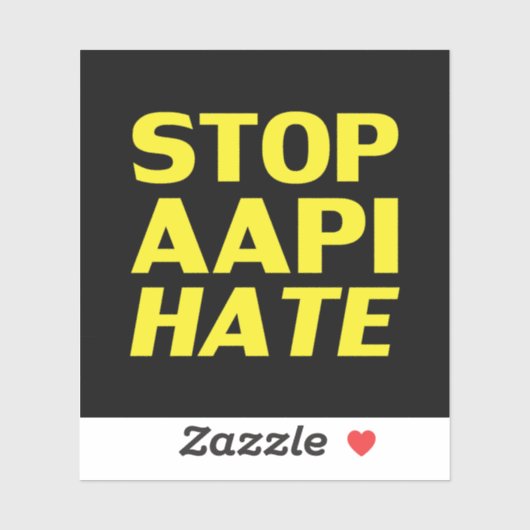 Stop AAPI Hate, zwarte gele Sticker (Vel)