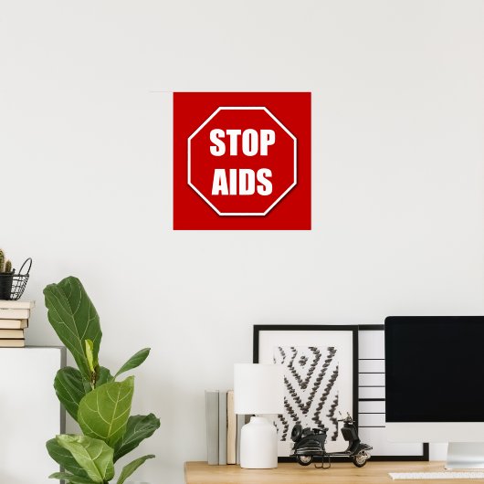 Stop AIDS Red Poster Print (Bureau à domicile)