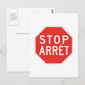 Stop/Arret, verkeersbord, Canada Briefkaart (Voorkant / Achterkant)