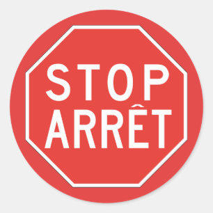 Stop/Arret, verkeersbord, Canada Ronde Sticker