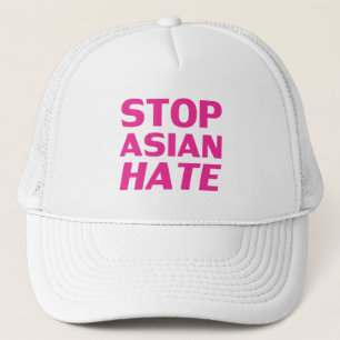Stop Asian Hate, hot-roze fuchsia letters white Trucker Pet