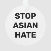 Stop Asian Hate, noir blanc signe Ornement (dos)