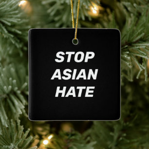 Stop Asian Hate, zwart wit teken Keramisch Ornament