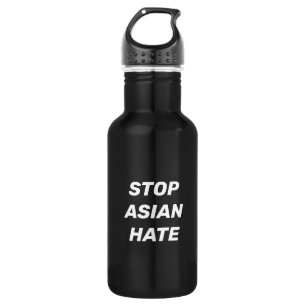 Stop Asian Hate, zwart wit Waterfles