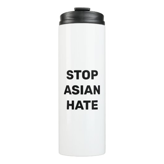 Stop Asian Hate, zwarte witte thermische trommel Thermosbeker (Voorkant)