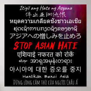 Stop Aziatische Hate Multi-Lingual op Poster