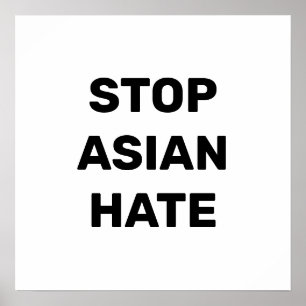 Stop Aziatische Hate, zwart wit Poster