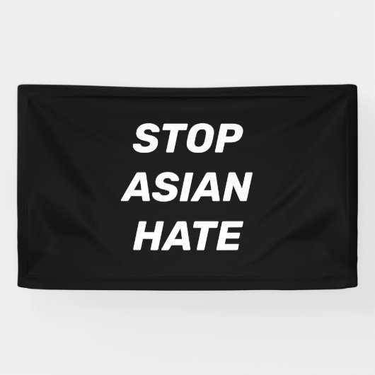 Stop Aziatische Hate, zwart wit Spandoek (Horizontaal)