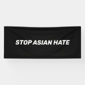 Stop Aziatische Hate, zwart wit Spandoek (Horizontaal)