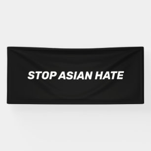 Stop Aziatische Hate, zwart wit Spandoek