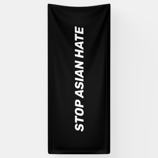 Stop Aziatische Hate, zwart wit Spandoek (Verticaal)