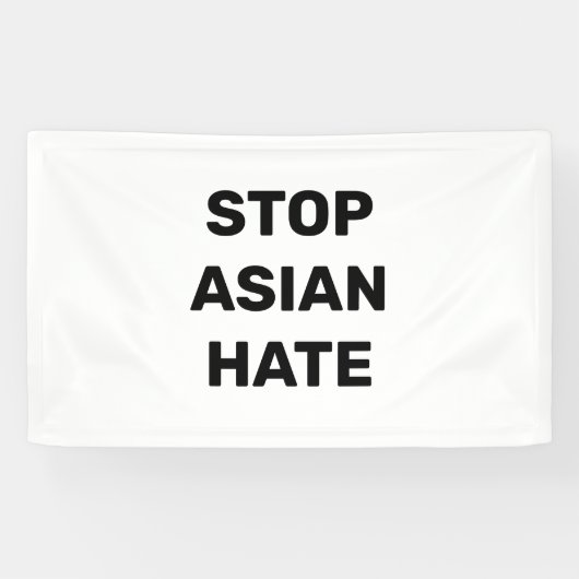 Stop Aziatische Hate zwart-wit Spandoek (Horizontaal)
