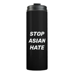 Stop Aziatische Hate, zwart wit Thermosbeker