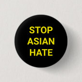 Stop Aziatische Hate, zwarte gele Pin Button (Voorkant)