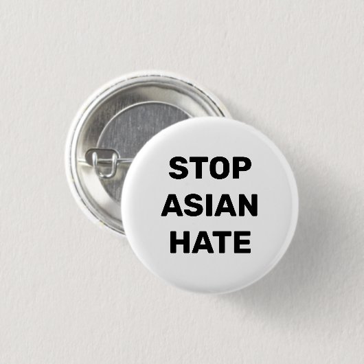 Stop Aziatische Hate, zwarte witte Button (Voorkant /achterkant)