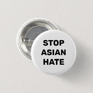 Stop Aziatische Hate, zwarte witte Button