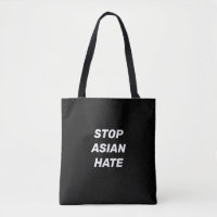 Stop Aziatische Hate, zwarte witte Canvas tas