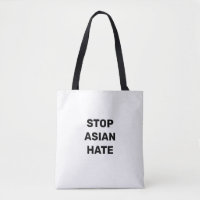 Stop Aziatische Hate, zwarte witte Canvas tas