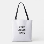 Stop Aziatische Hate, zwarte witte Canvas tas (Achterkant)