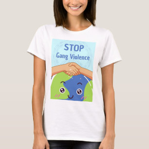 Stop Bende Geweld Handdruk voor Vrede T-shirt
