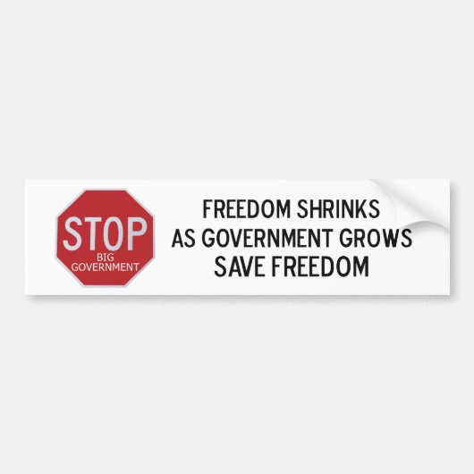 Stop Big Government Bumpersticker (Voorkant)