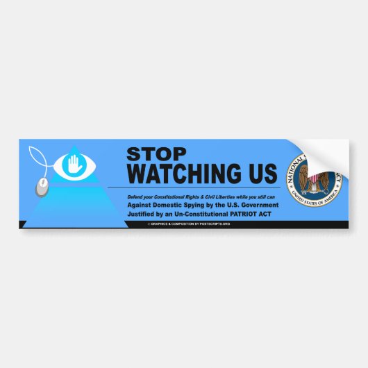 Stop binnenlandse spionage bumpersticker (Voorkant)