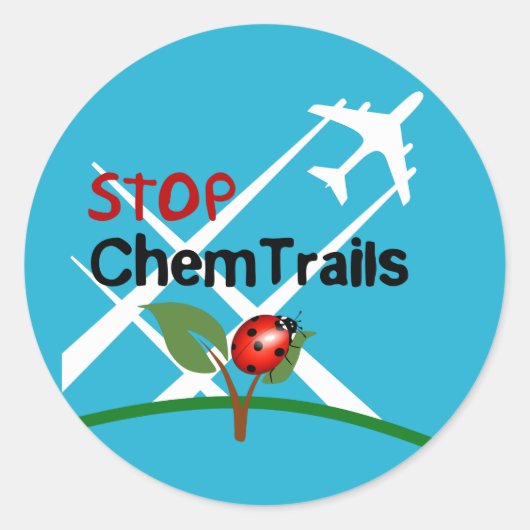 Stop Chemtrails Lady Bug Ecocide Ronde Sticker (Voorkant)