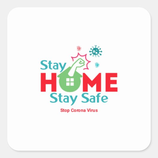 Stop Corona Vierkante Sticker (Voorkant)