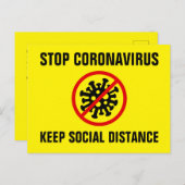 Stop Corona Virus Covid 19 Vertraag de spread Briefkaart (Voorkant / Achterkant)