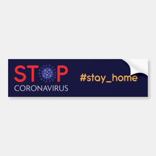 Stop Coronavirus: campagne voor thuishashtag Bumpersticker